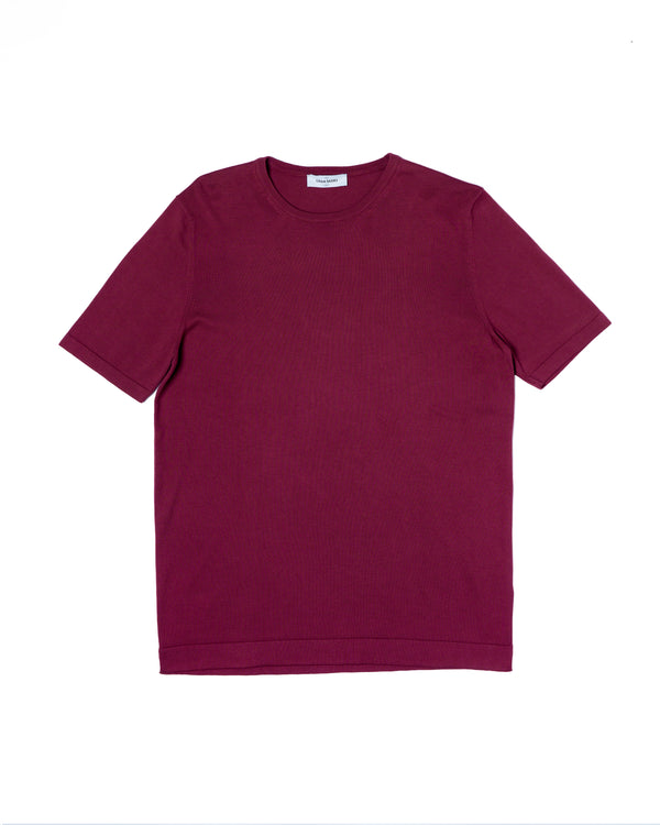 T-shirt short sleeves - Knitted cotton - Maroon