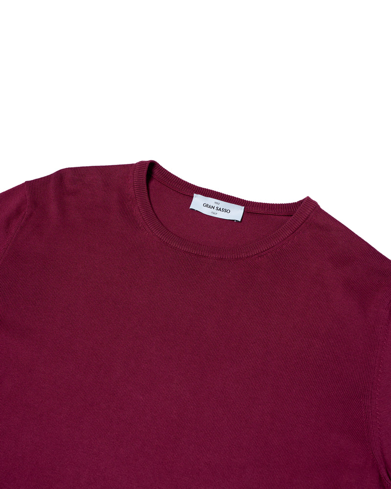 T-shirt short sleeves - Knitted cotton - Maroon