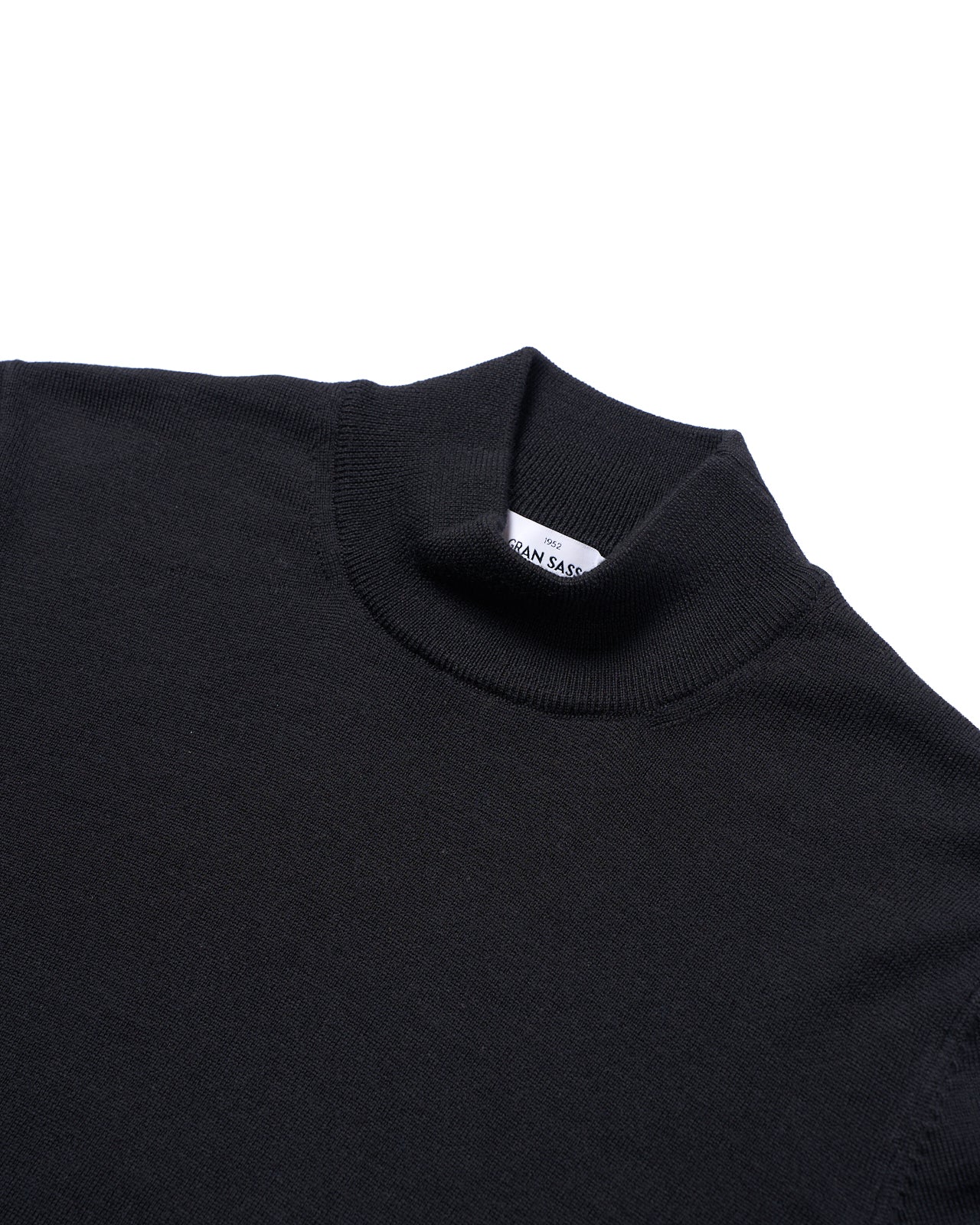 Knitted Mock Merino wool sweater - Black