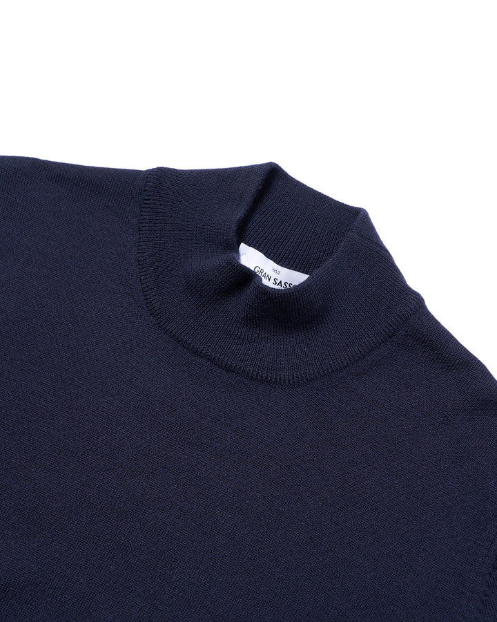 Mock neck extrafine merino wool Sweater - Medium blue