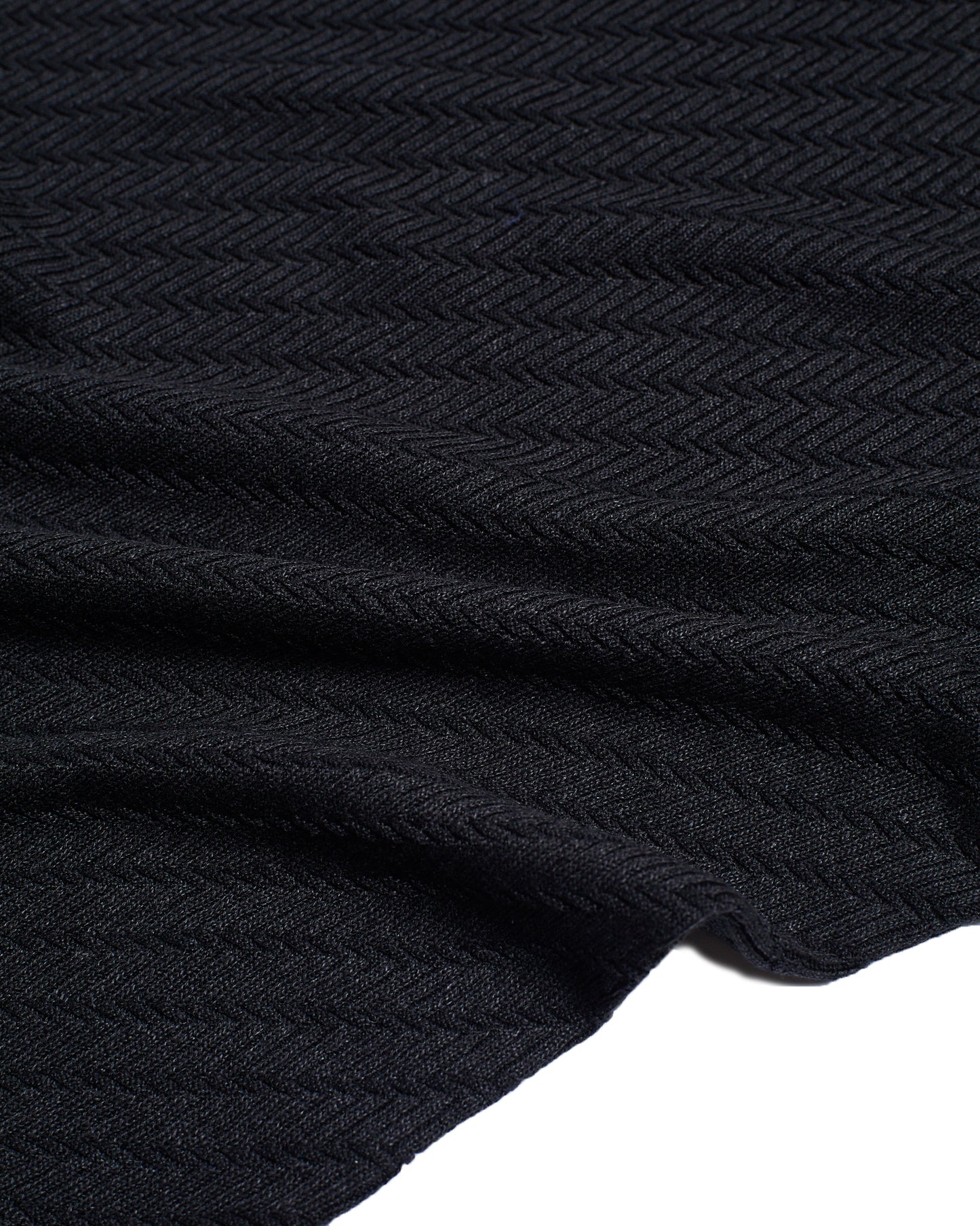 Knitted zigzag linen and cotton T-shirt - Black