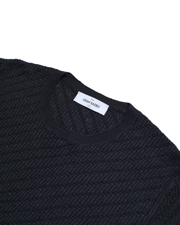 T-shirt knitted zigzag - Black - LI/CO