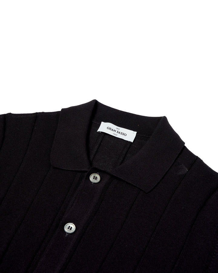 Knitted ribbed cotton shirt - Black