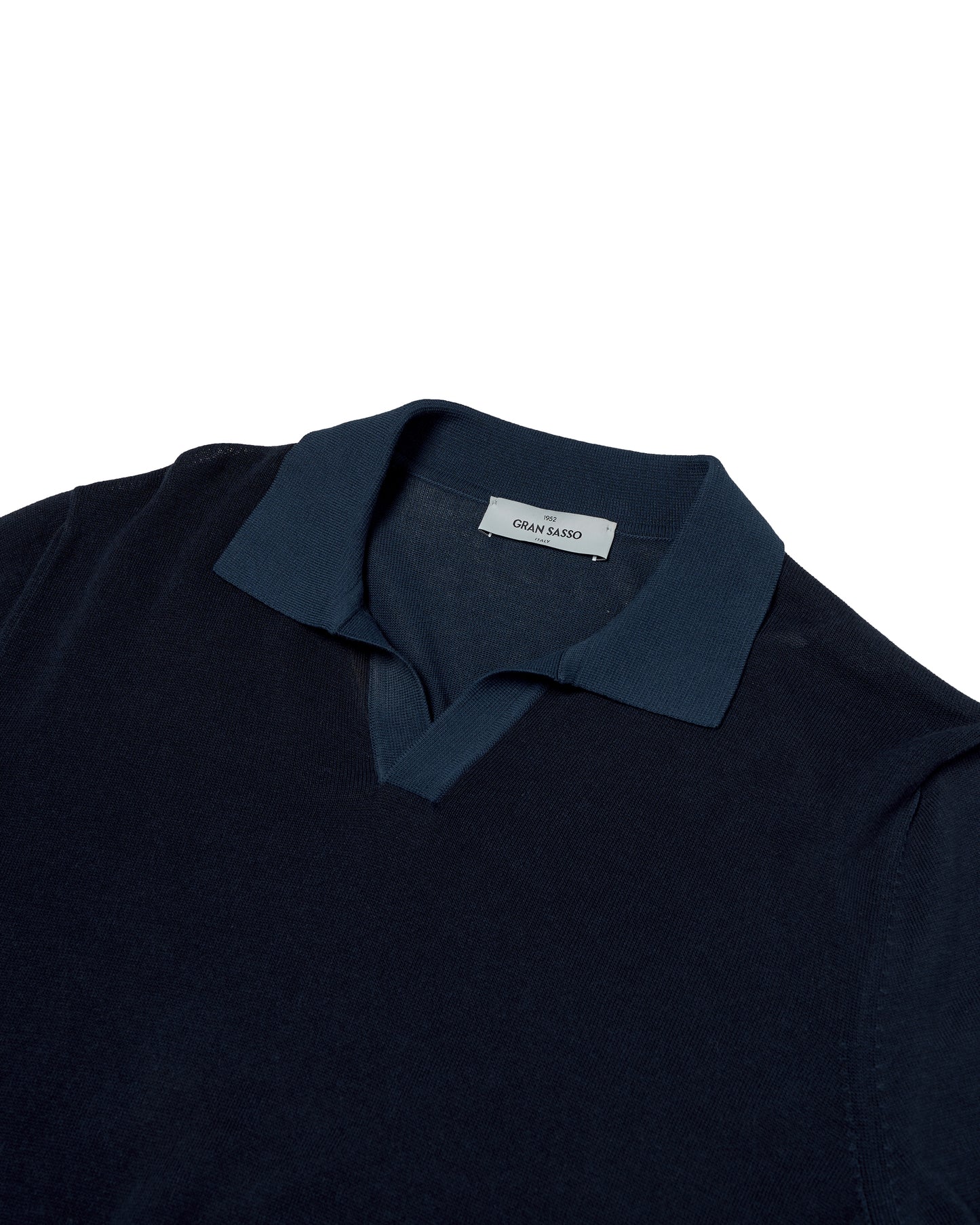 Knitted cotton polo - Two tone Navy blue