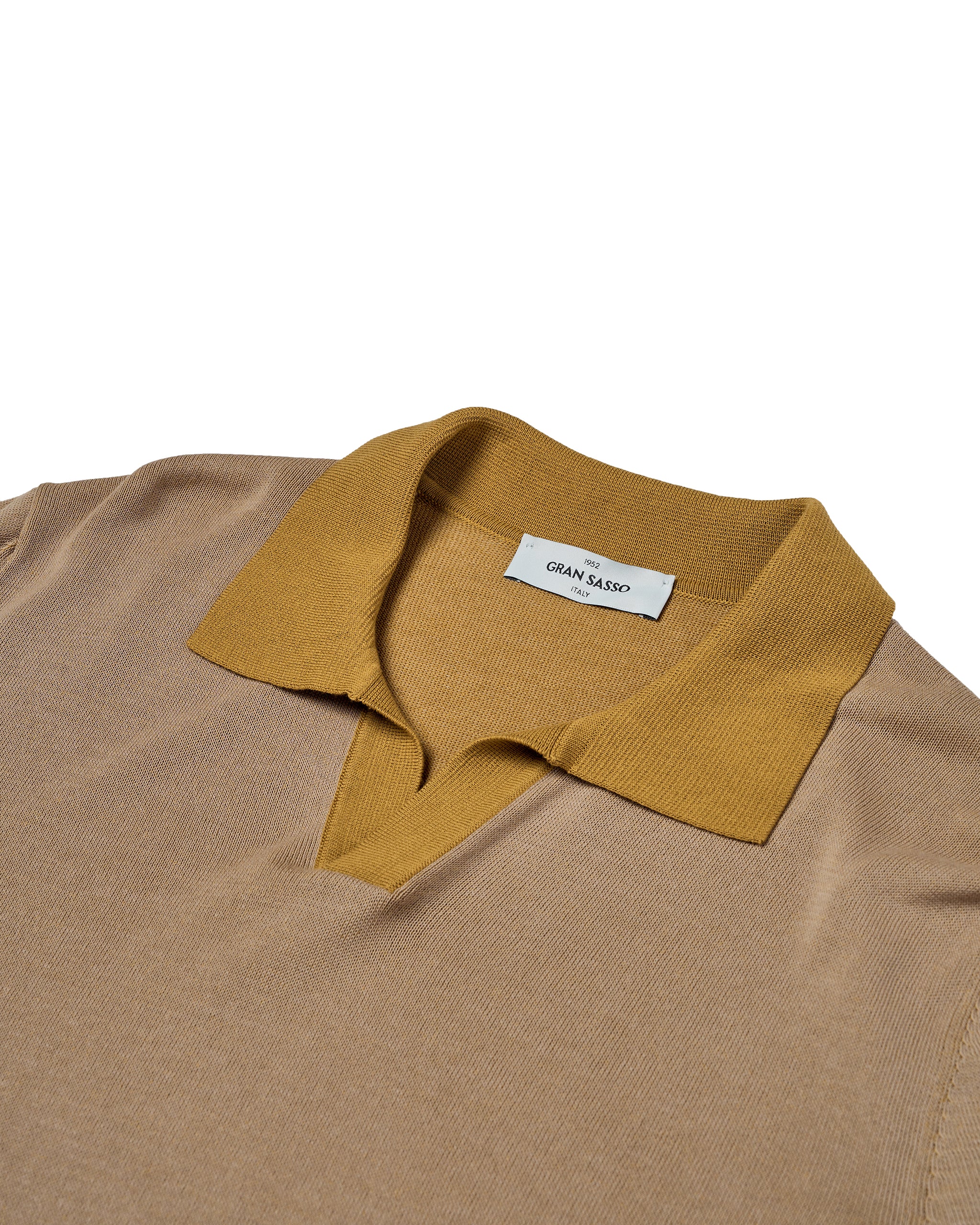 Knitted cotton polo - Two tone olive green