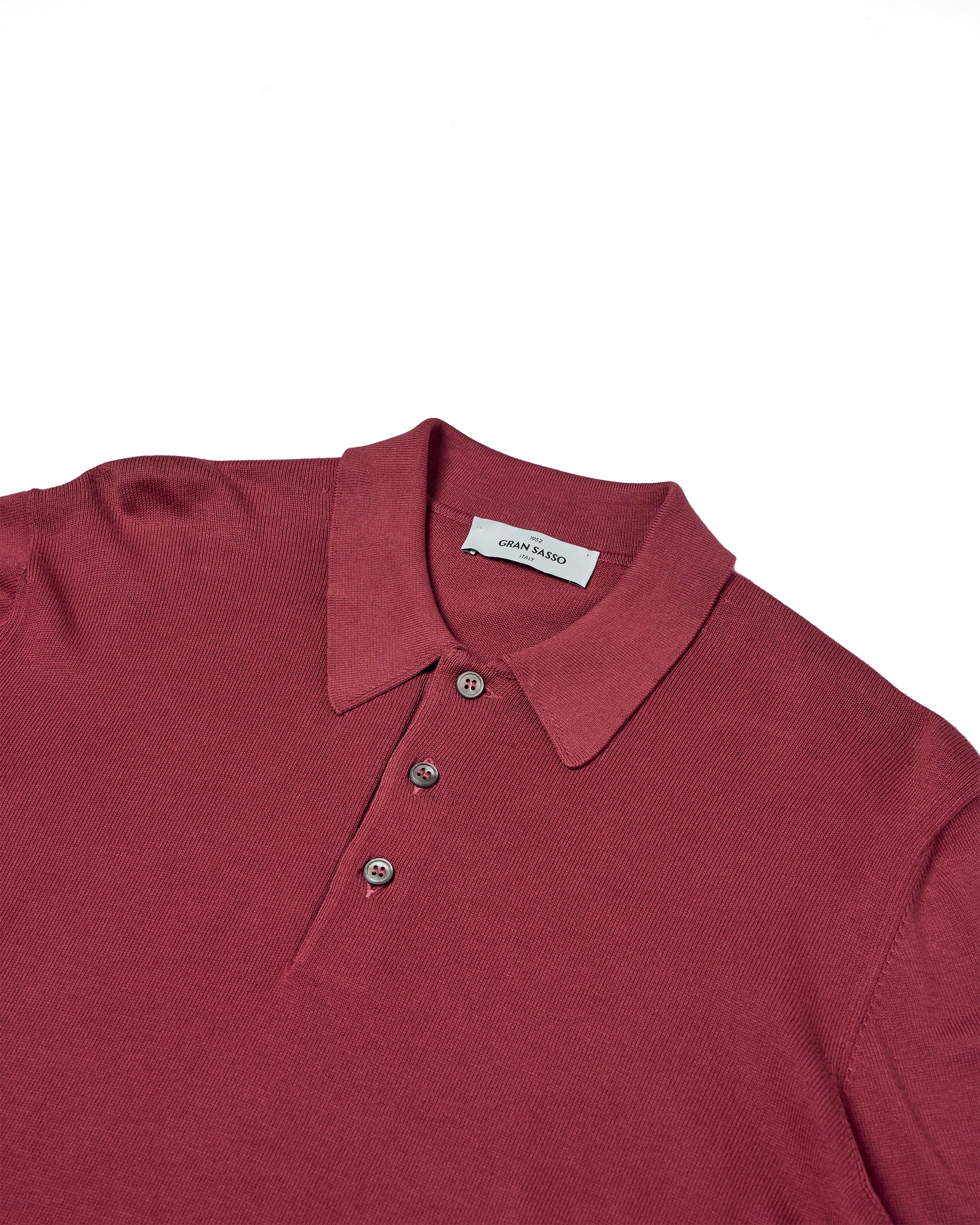 Knitted cotton polo - Marrone red