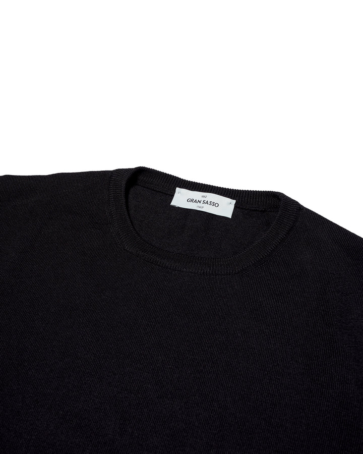 Knitted crewneck wool sweater - Black