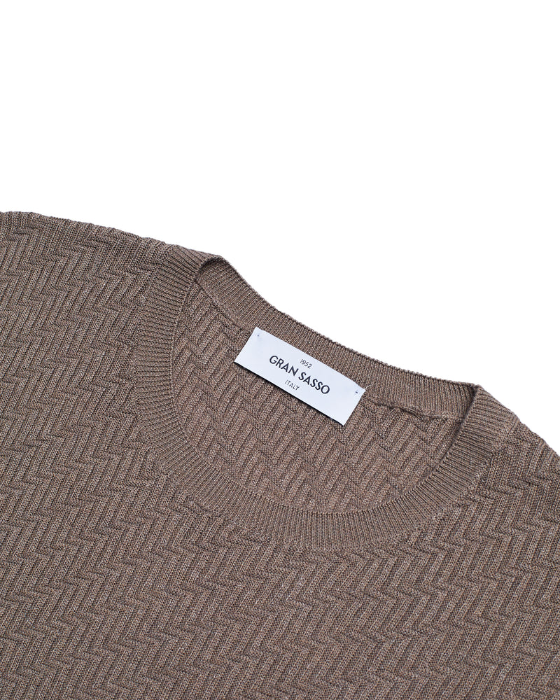 T-shirt knitted zigzag - Dark brown - LI/CO