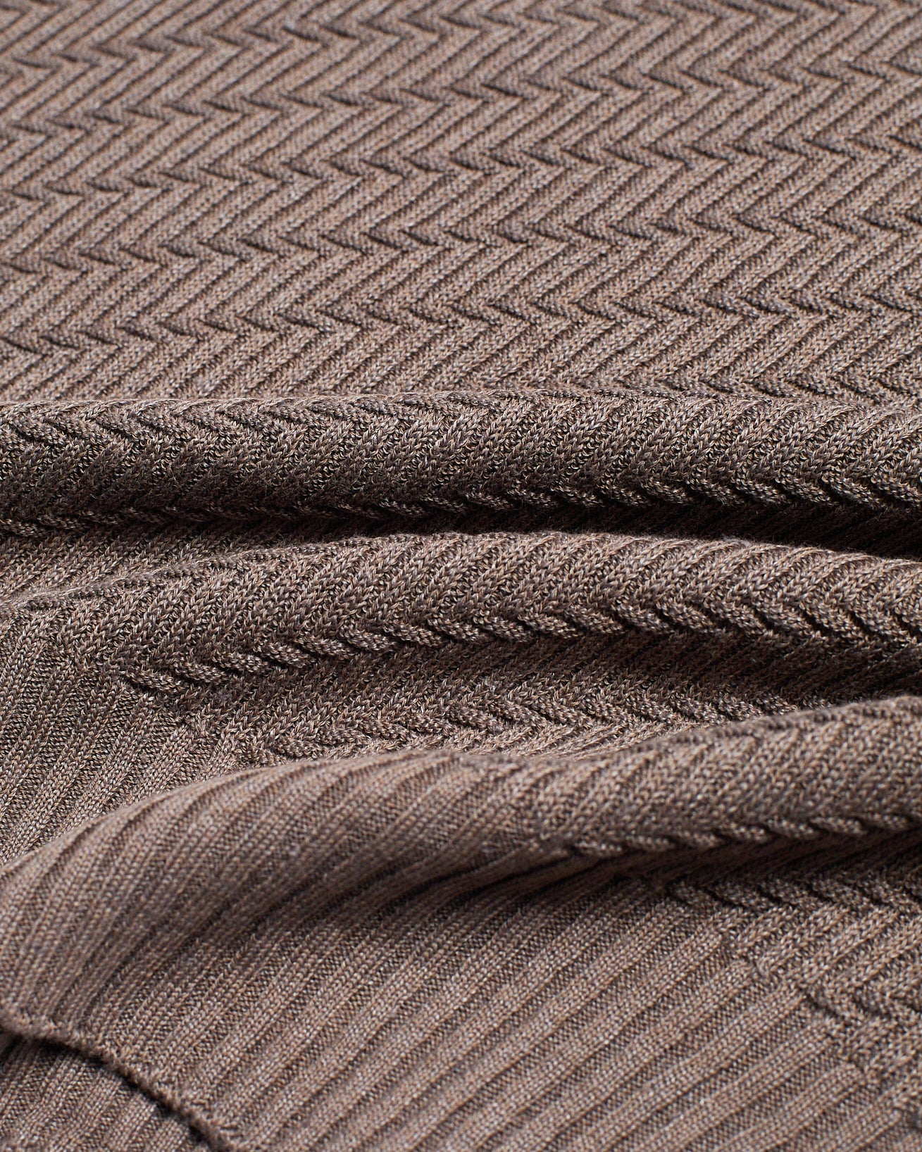 Knitted zigzag linen and cotton T-shirt - Dark brown