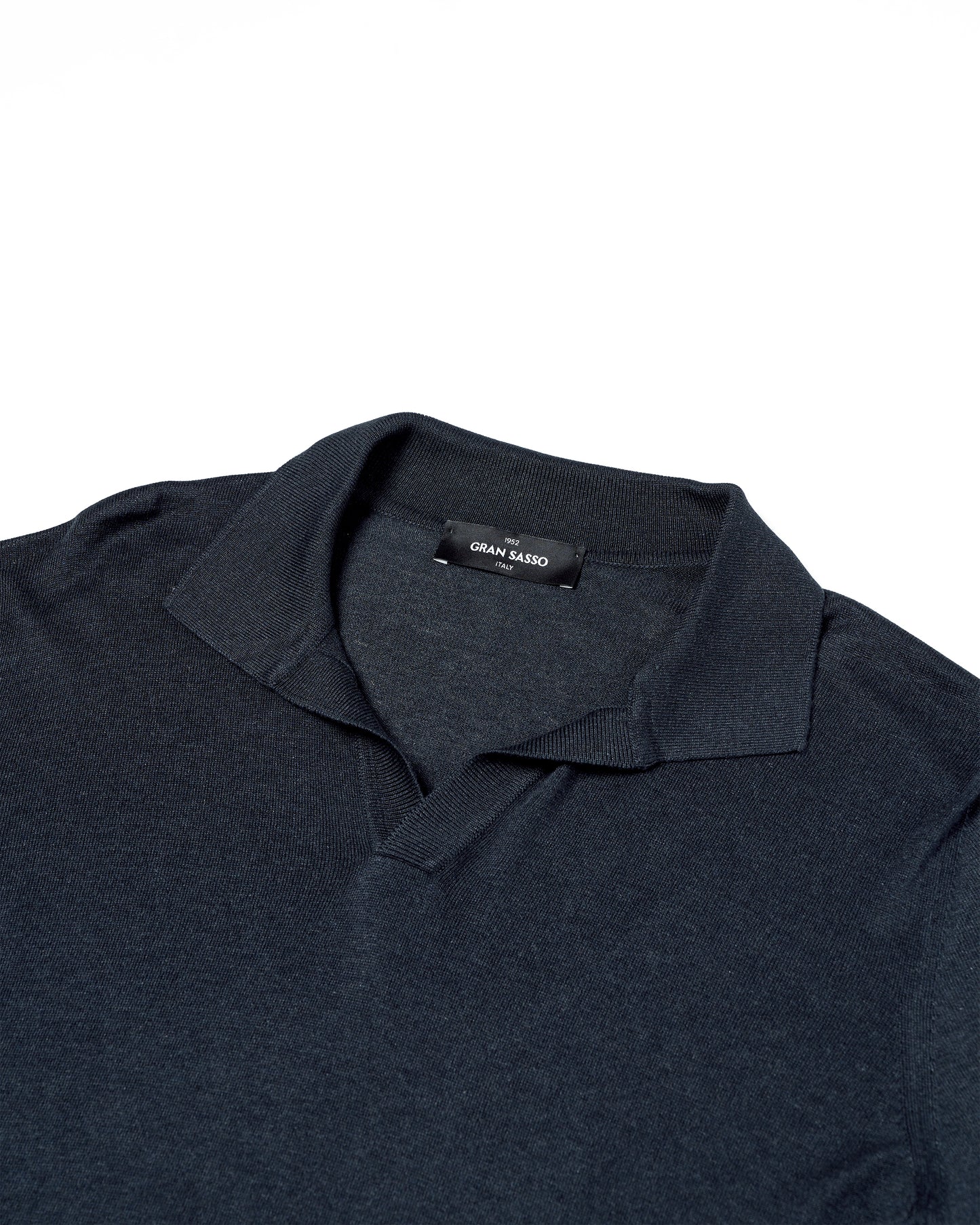 Knitted silk polo - Navy blue