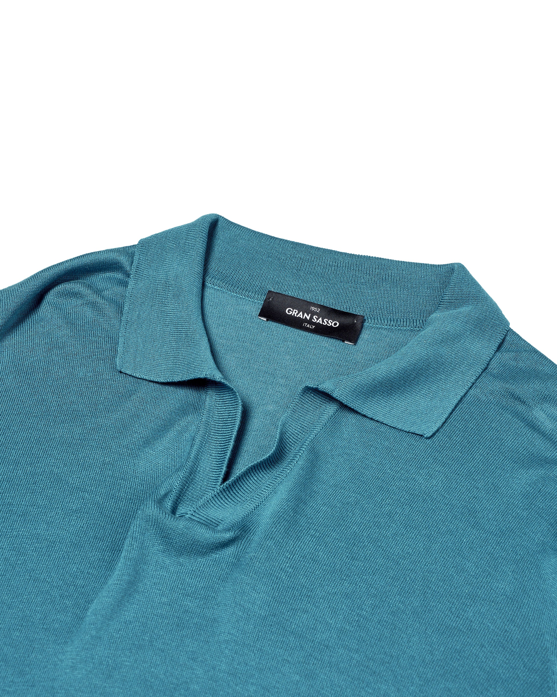 Knitted silk polo - Tortoise blue