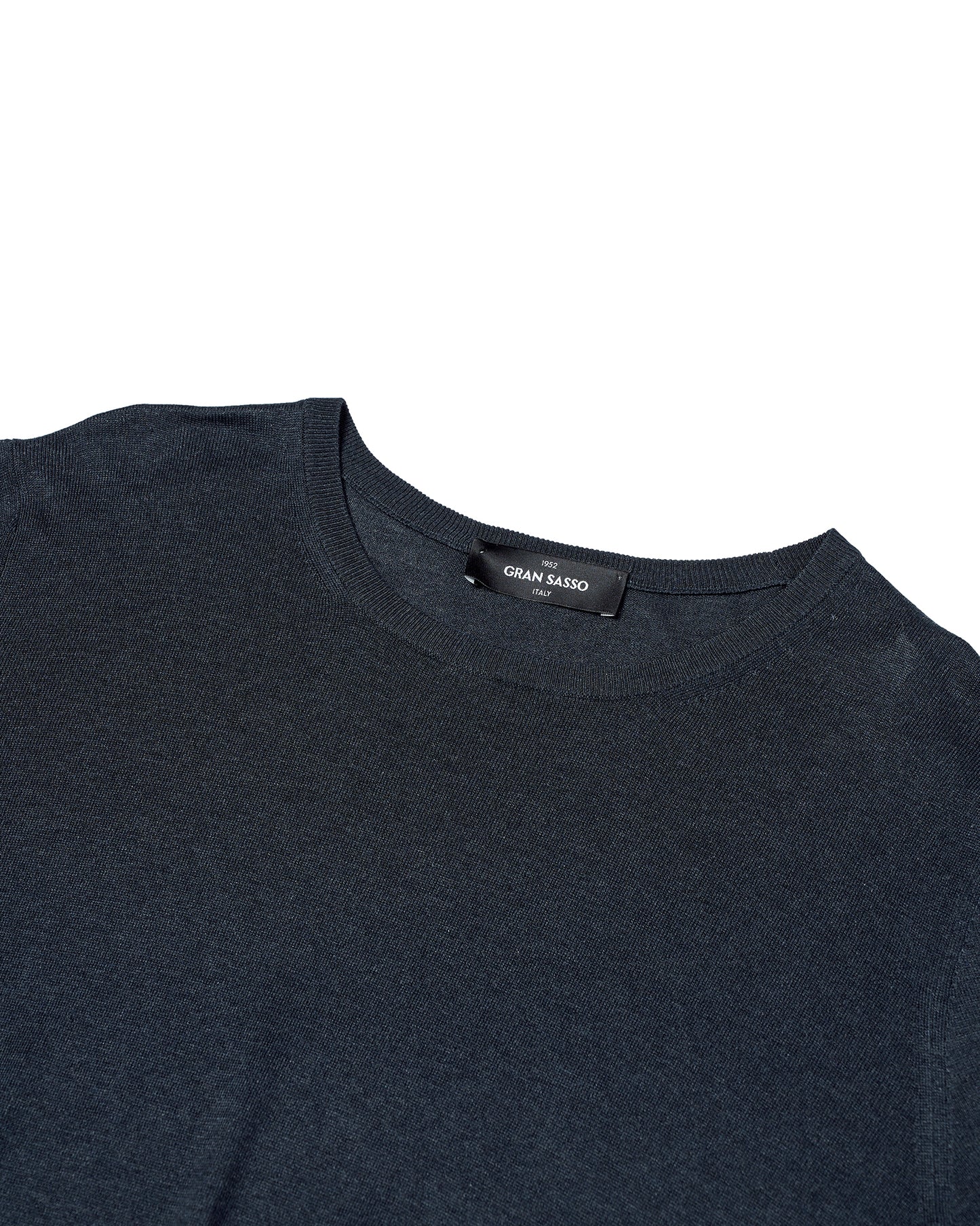 Crewneck knitted silk T-shirt - Navy blue