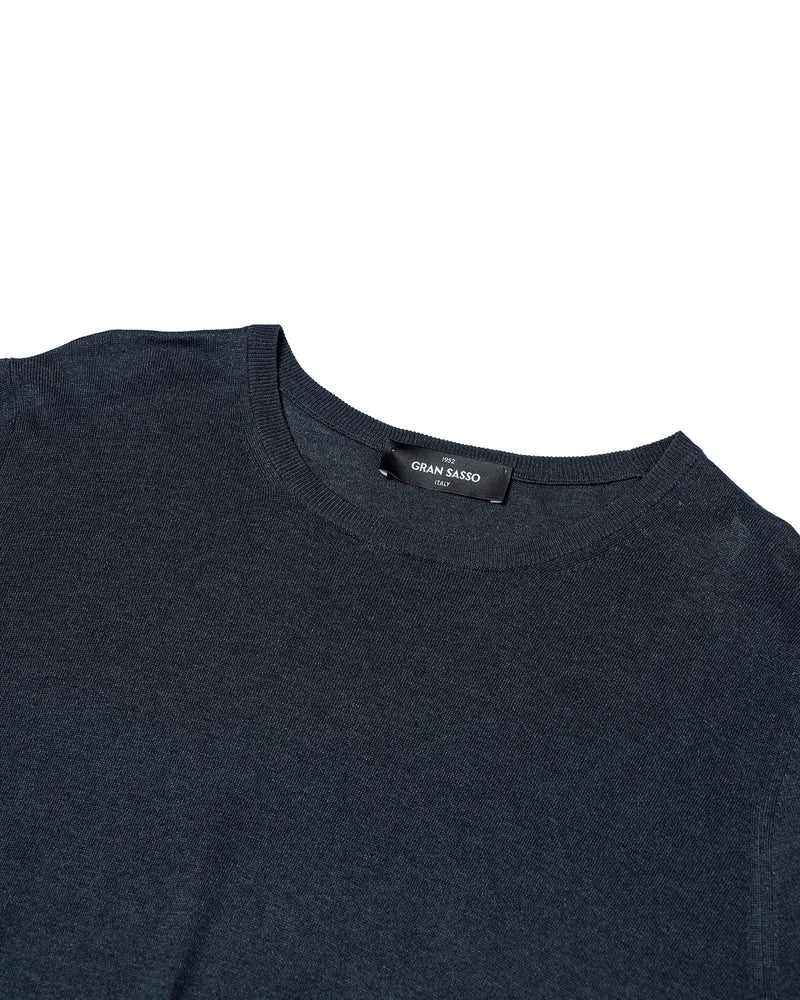 T-shirt short sleeves - knitted silk - Navy blue