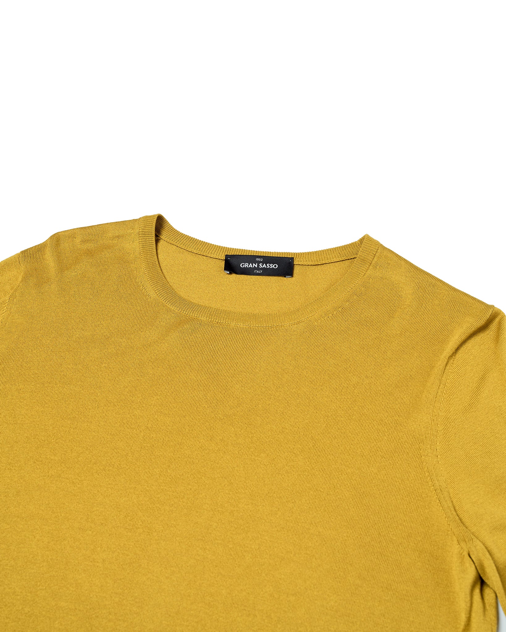 Crewneck knitted silk T-shirt - Amber yellow