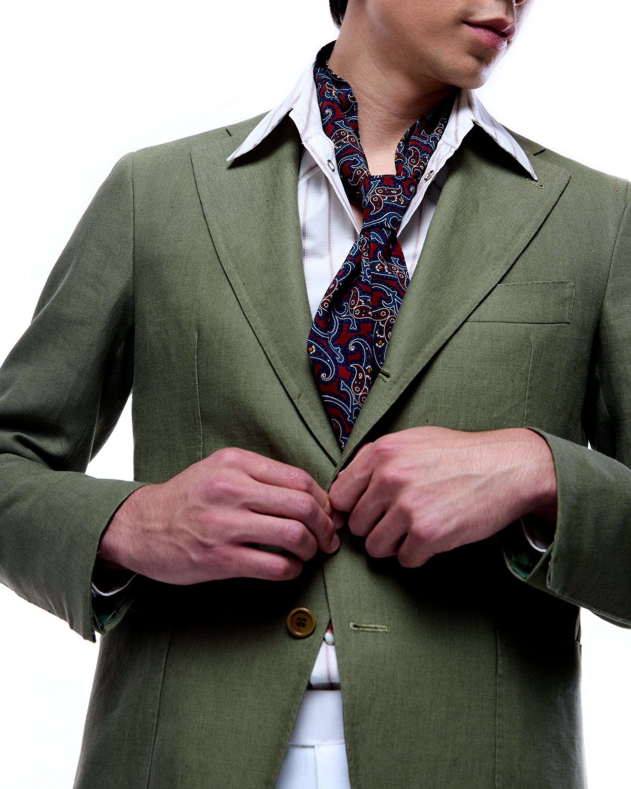 Jacket - Single breasted - Olive - Linen 100%