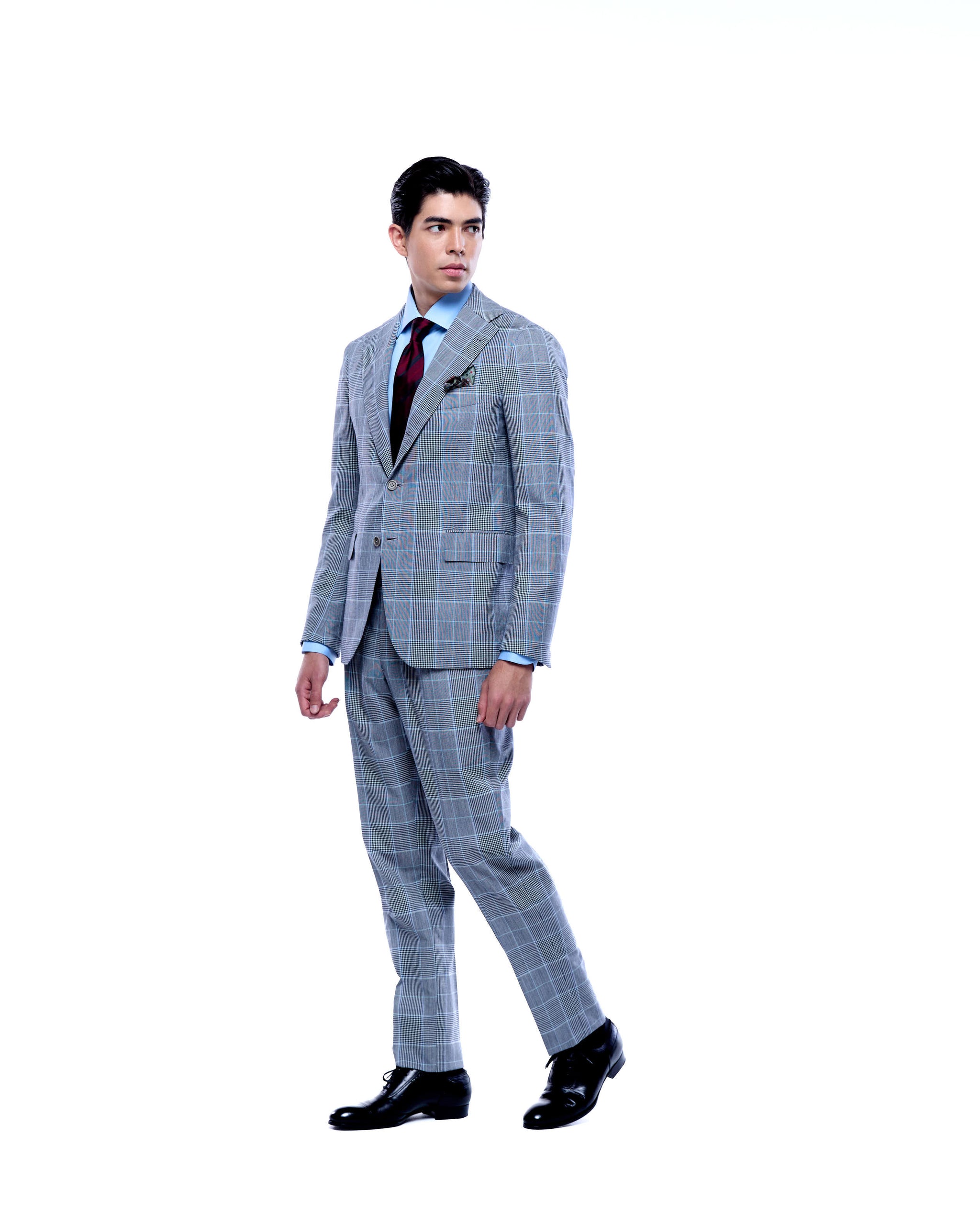 Suit - Single breasted - Grey Glen plaid - wool