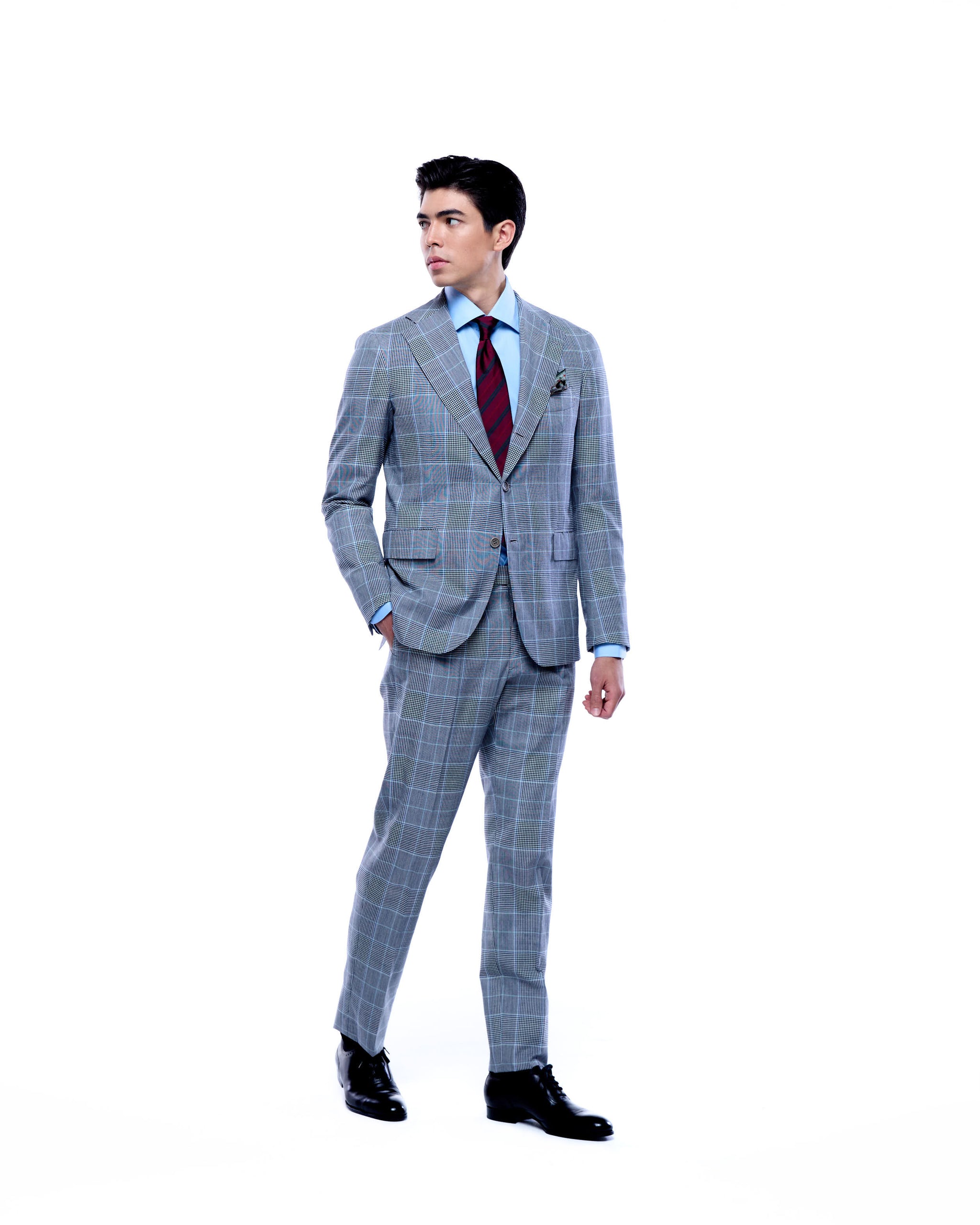 Suit - Single breasted - Grey Glen plaid - wool