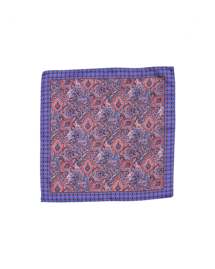 Pocket square - Purple with brown gingham  - silk