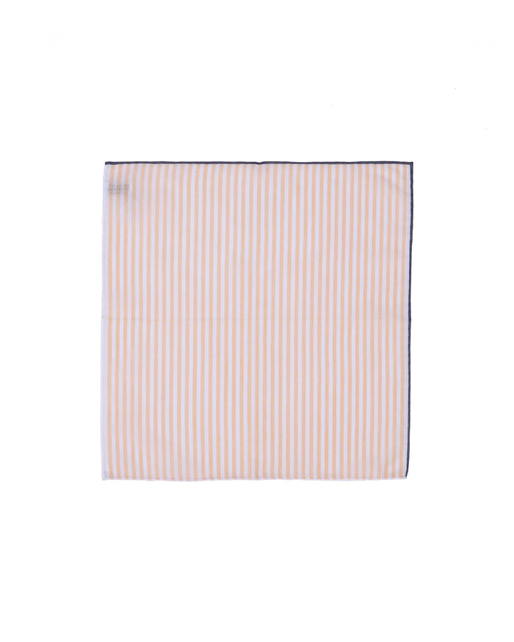 Pocket square - cotton - Orange stripe with black rim