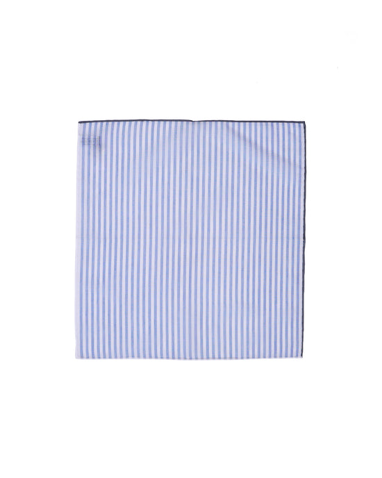 Pocket square - cotton - Blue stripe with black rim