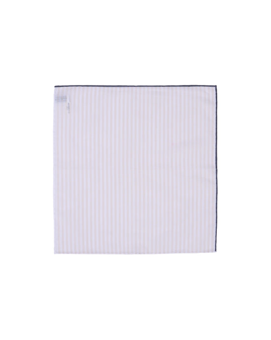 Pocket square - cotton - Ivory stripe with black rim