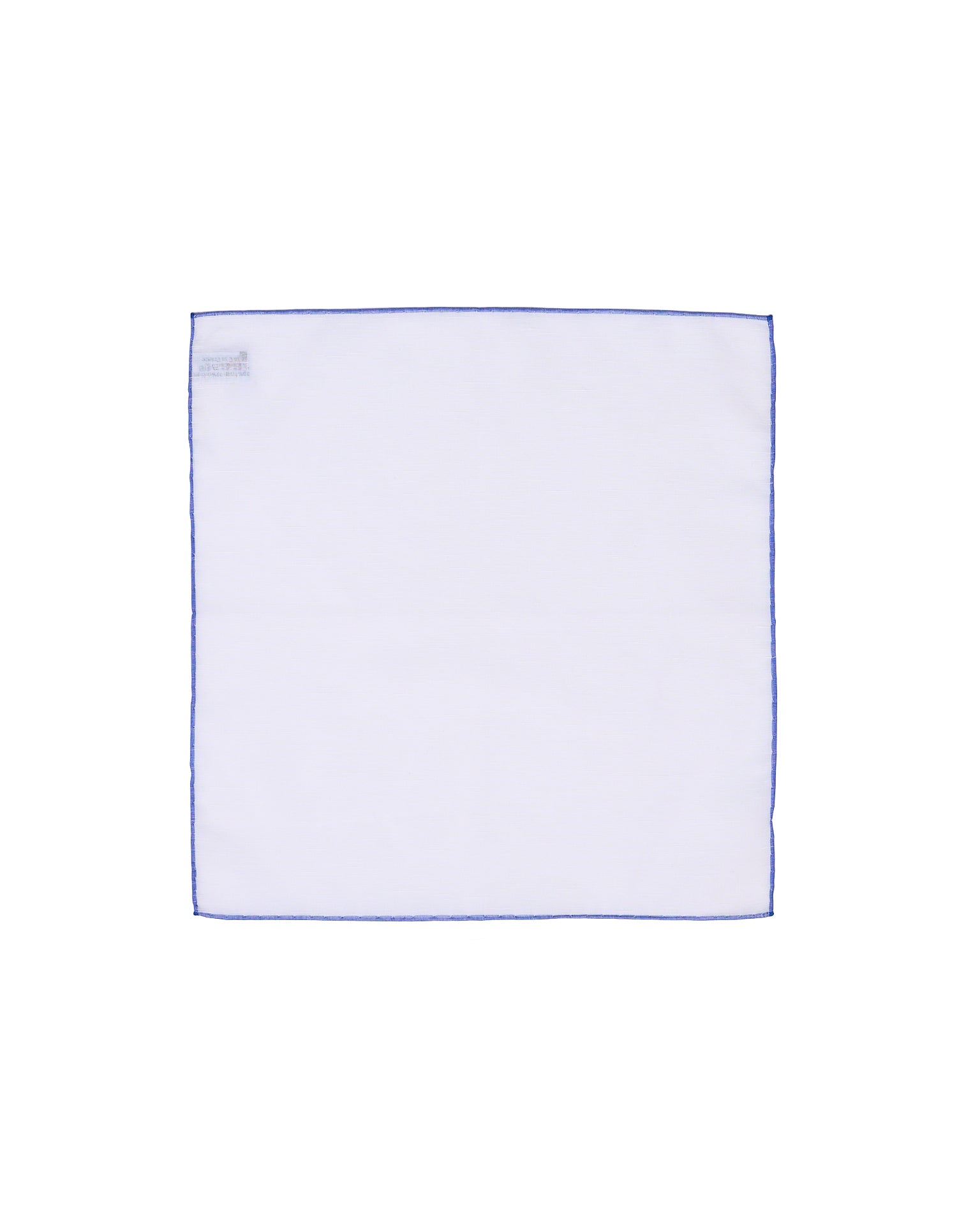 Pocket square - cotton / linen - White with blue rim