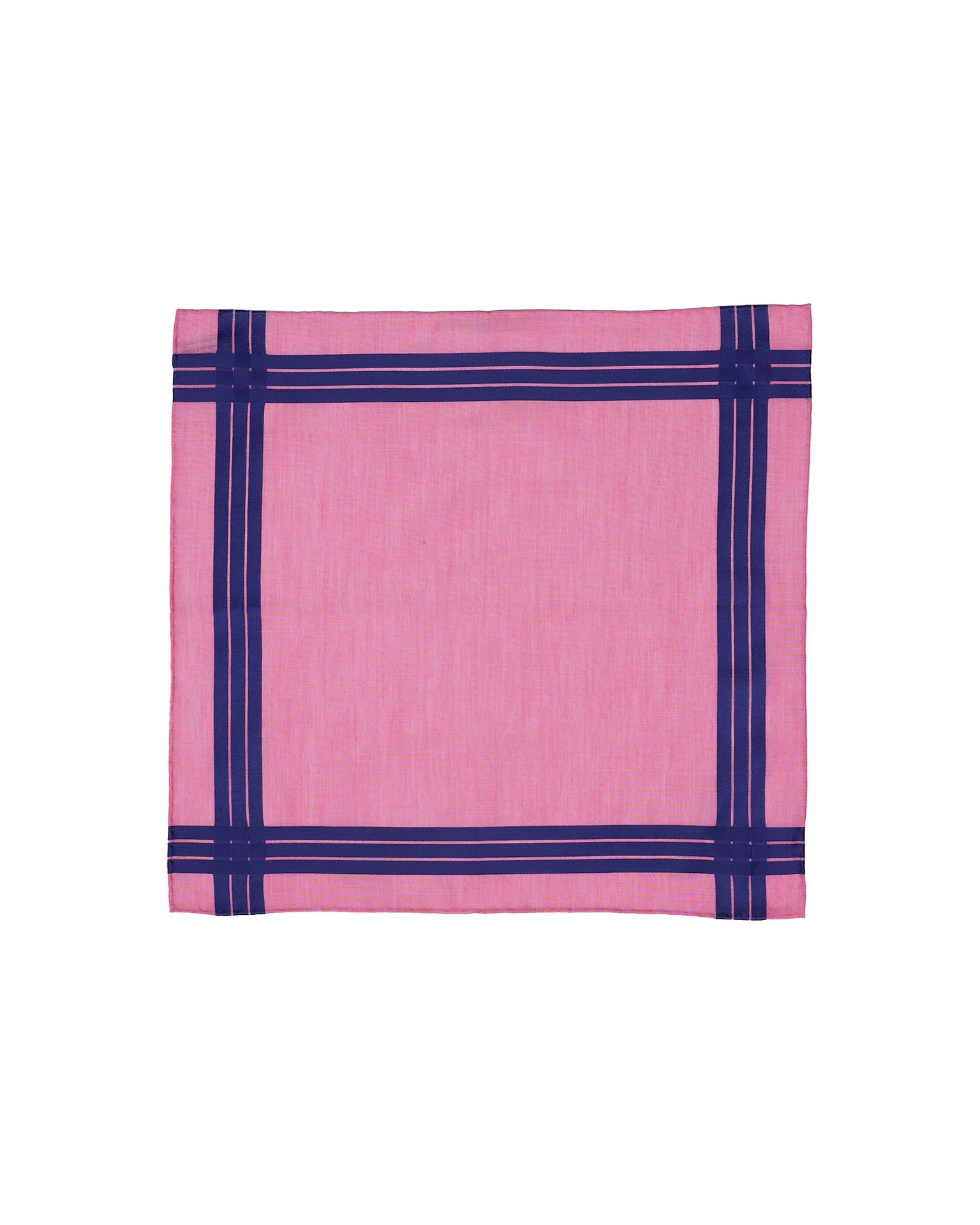 Pocket square - cotton - Fuschia with blue stripe