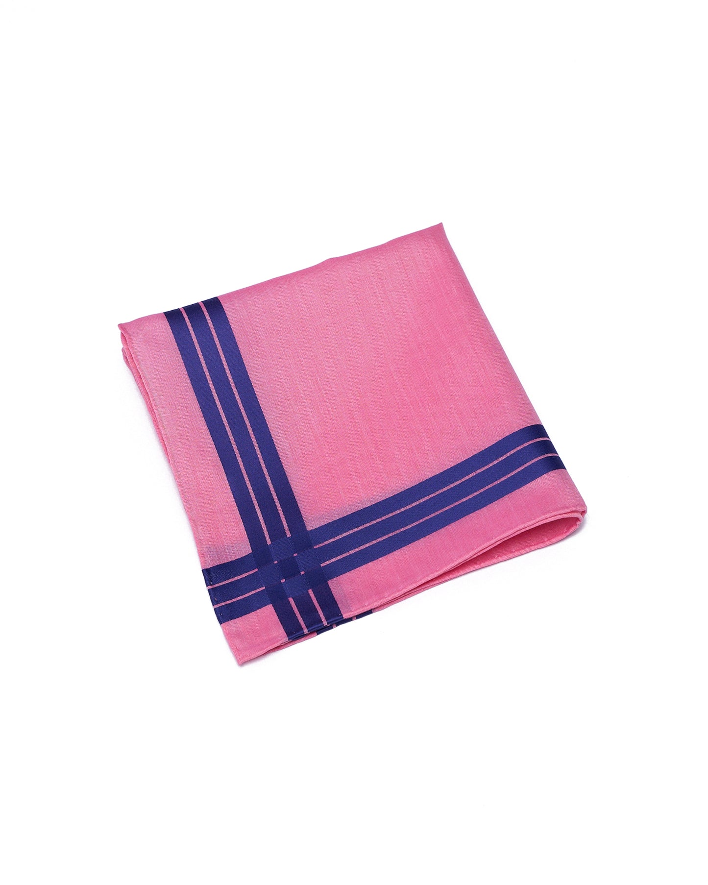 Pocket square - cotton - Fuschia with blue stripe