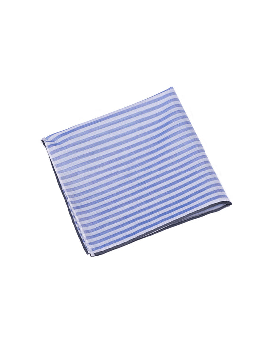 Pocket square - cotton - Blue stripe with black rim