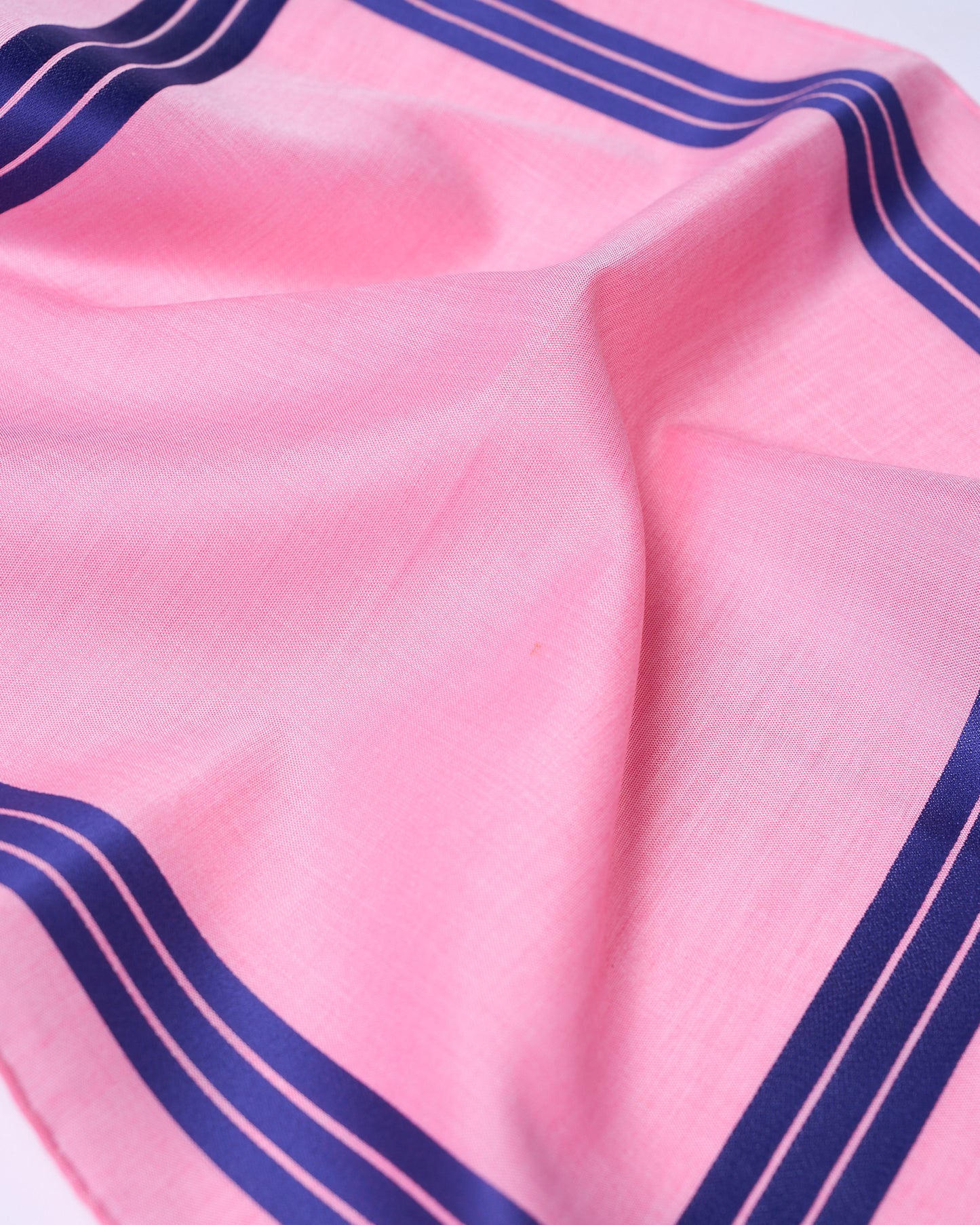 Pocket square - cotton - Fuschia with blue stripe