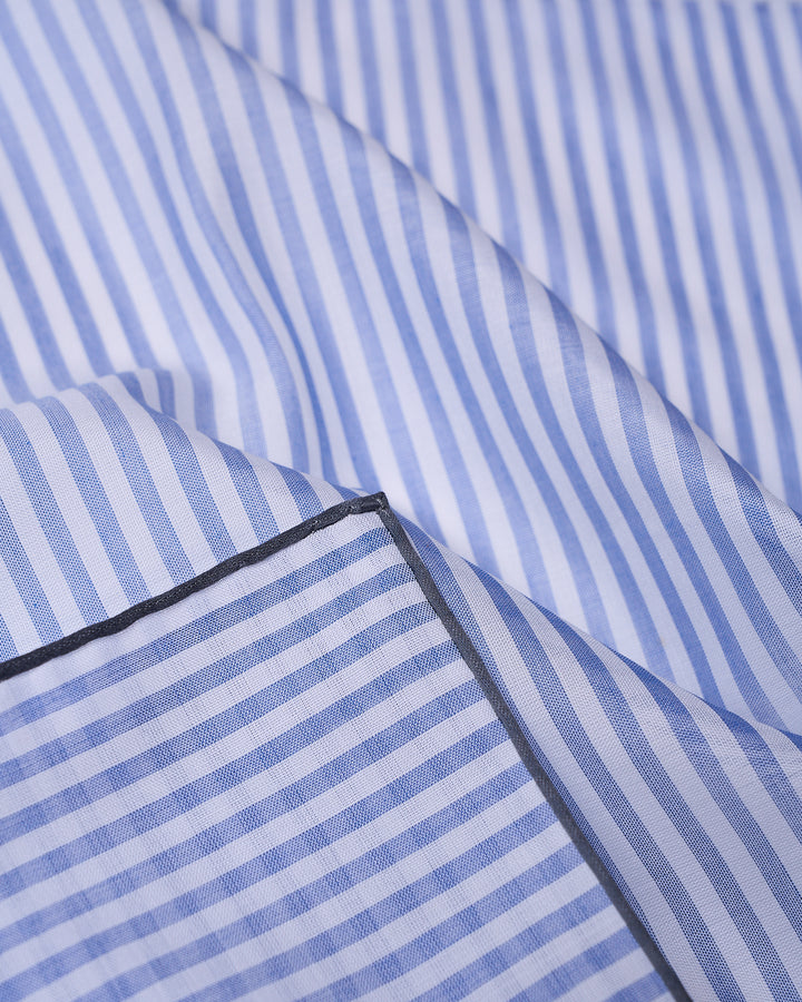 Pocket square - cotton - Blue stripe with black rim