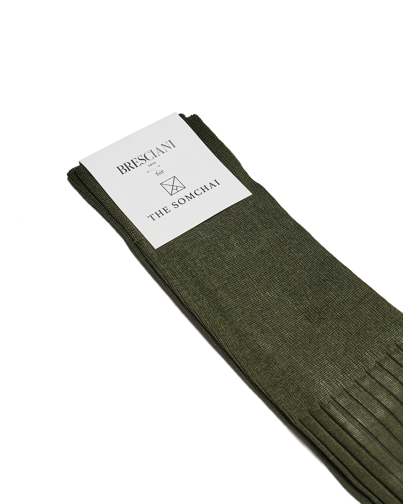 Knee length socks - Ribbed cotton  - Militare Blue