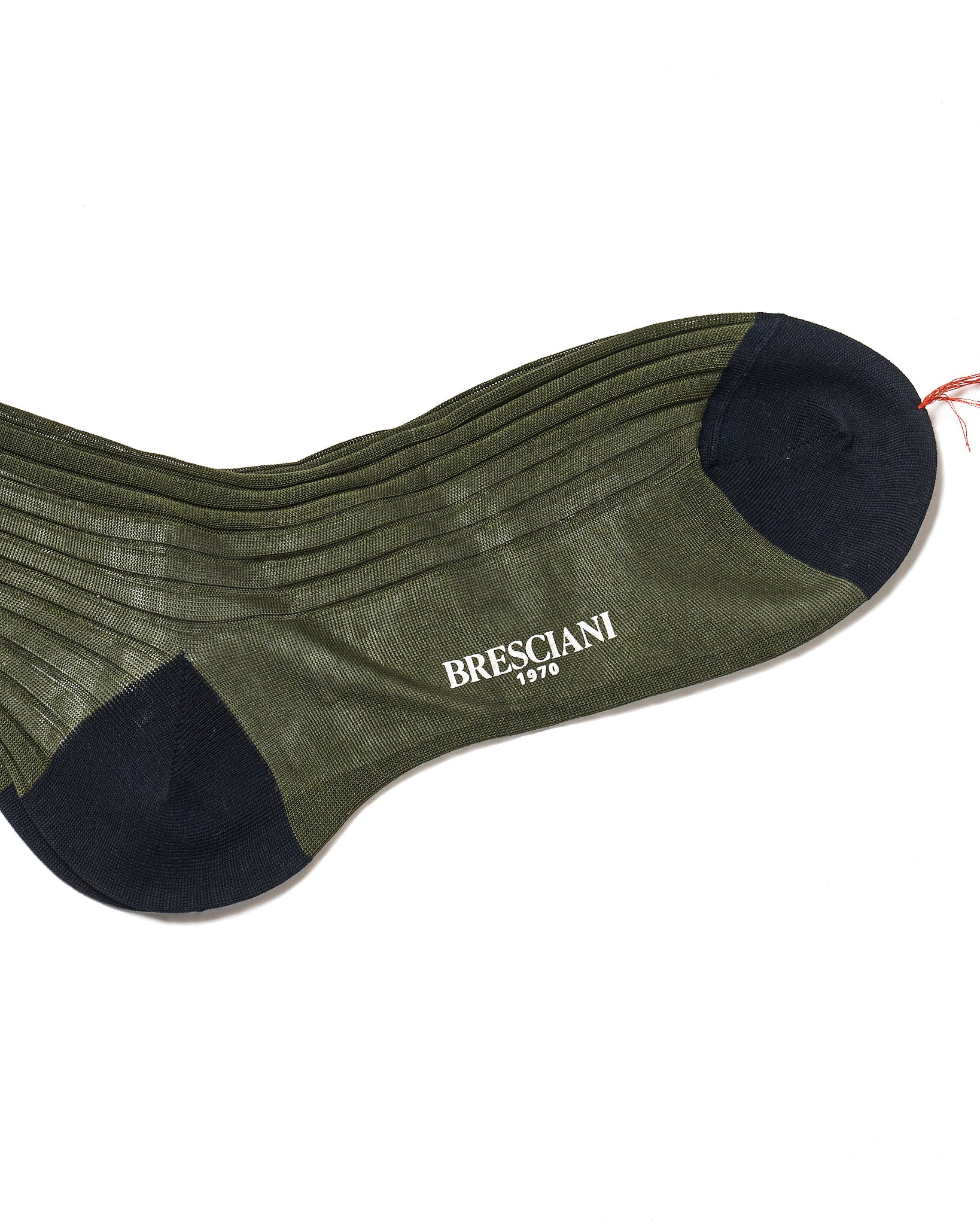 Knee length socks - Ribbed cotton  - Militare Blue