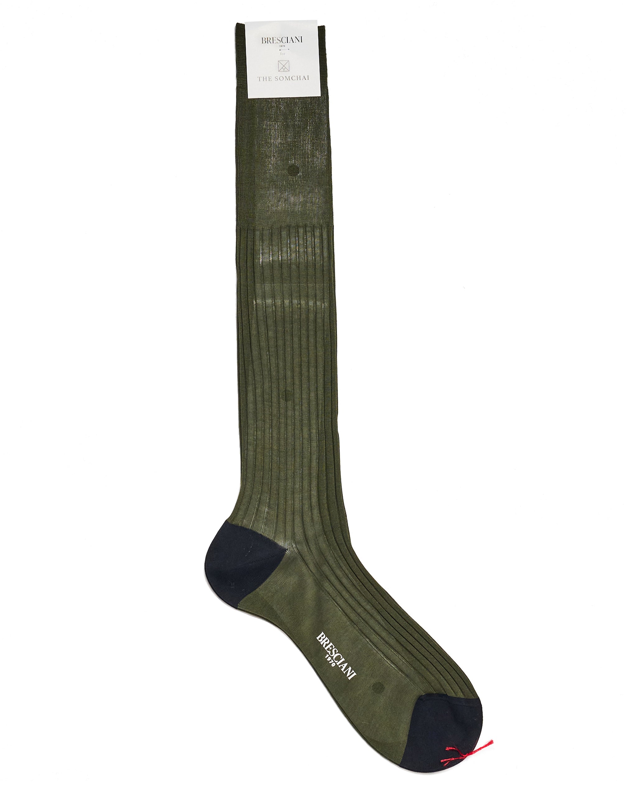 Knee length socks - Ribbed cotton  - Militare Blue