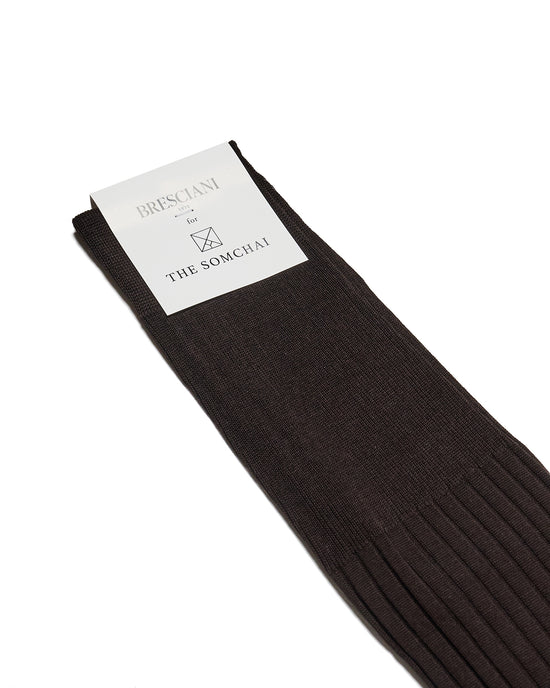 Knee length socks - Ribbed cotton  - Cioccolat Pavone