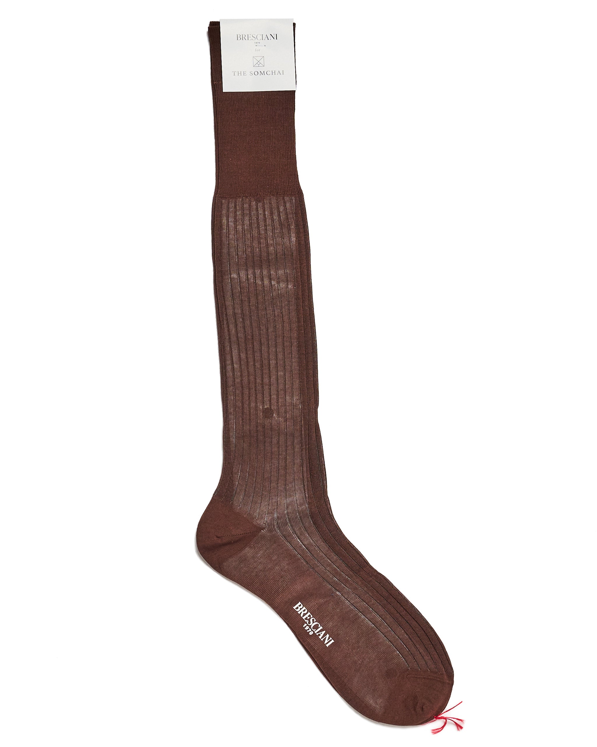 Knee length socks - Ribbed cotton  - Moka Medio