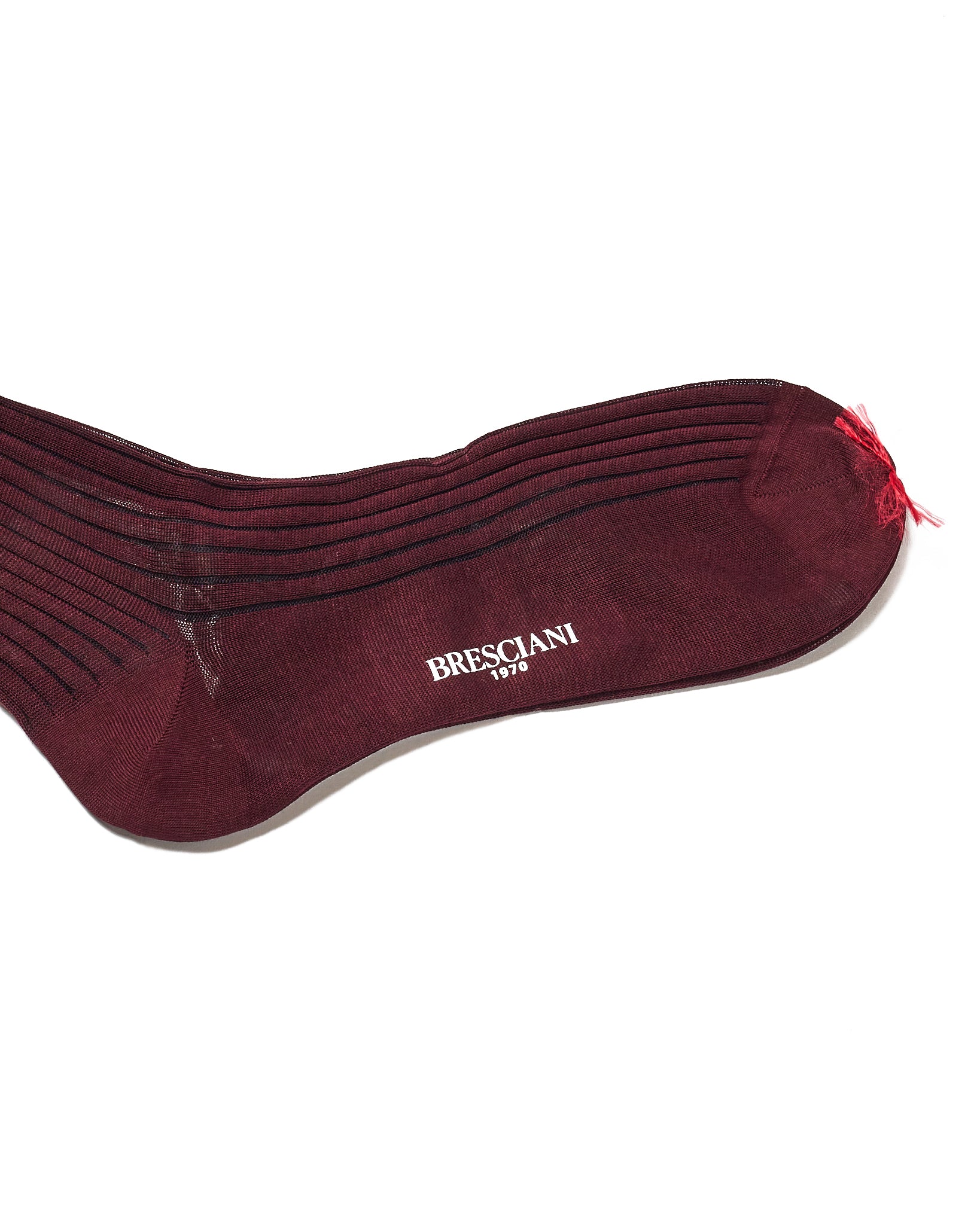 Knee length socks - Ribbed cotton  - Burgundy blu