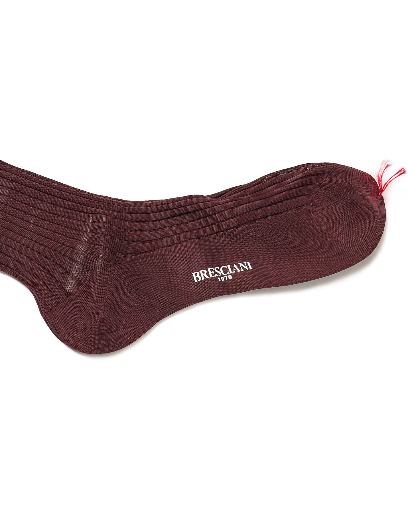 Knee length socks - Ribbed cotton  - Bordeaux