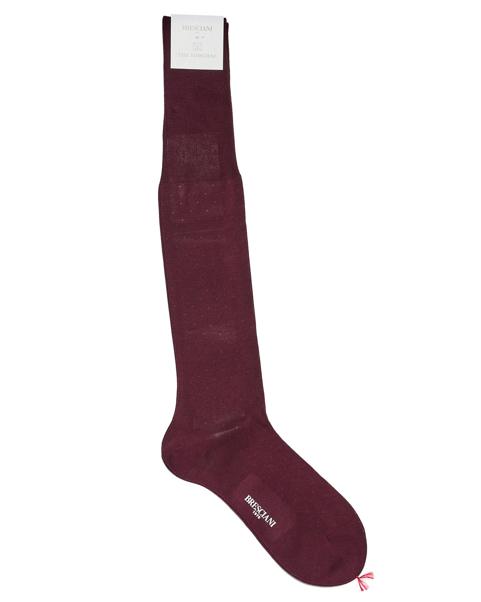 Knee length socks - Polka dots cotton  - Bordeaux Moka