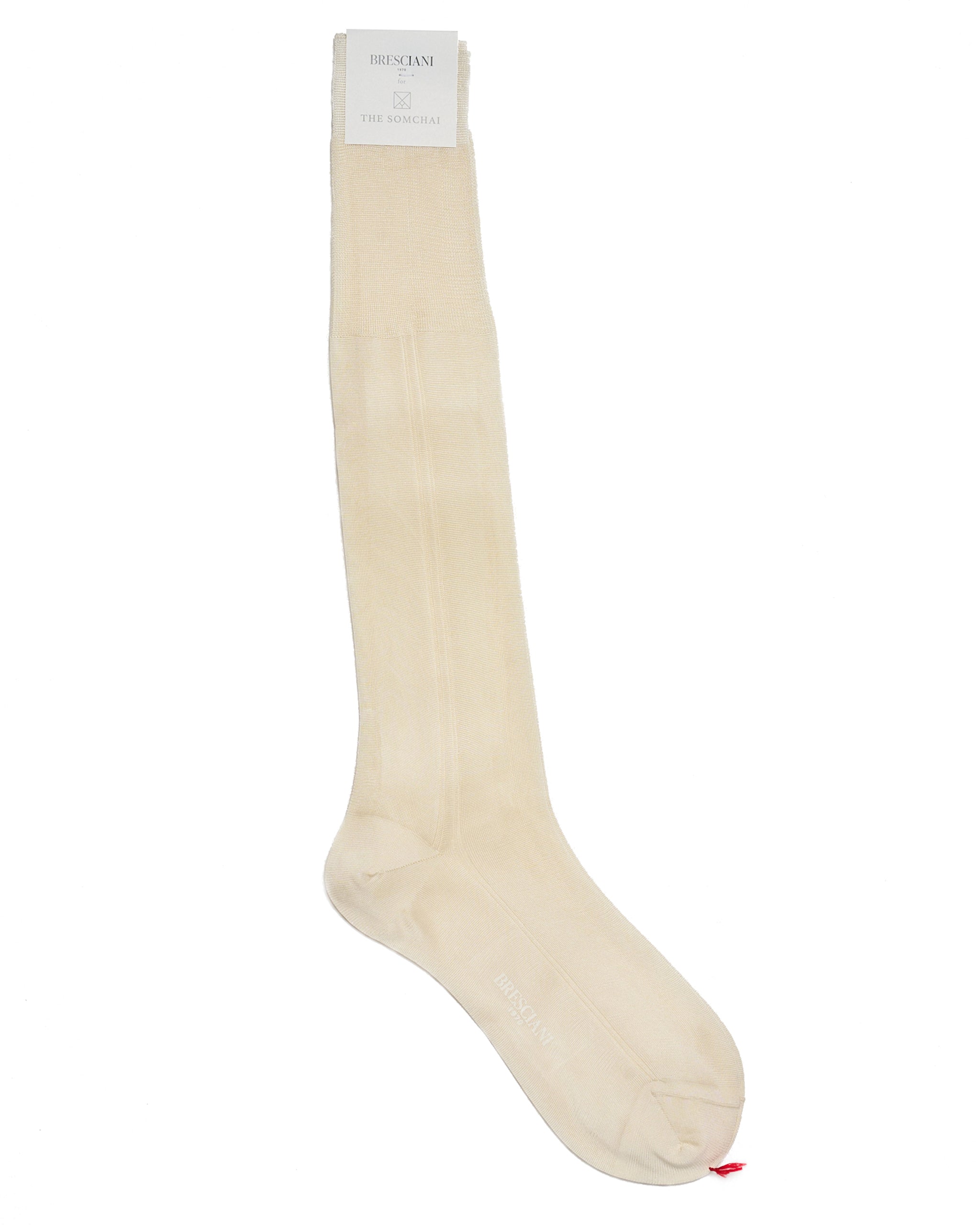Knee length socks - Plain silk  - Bianco