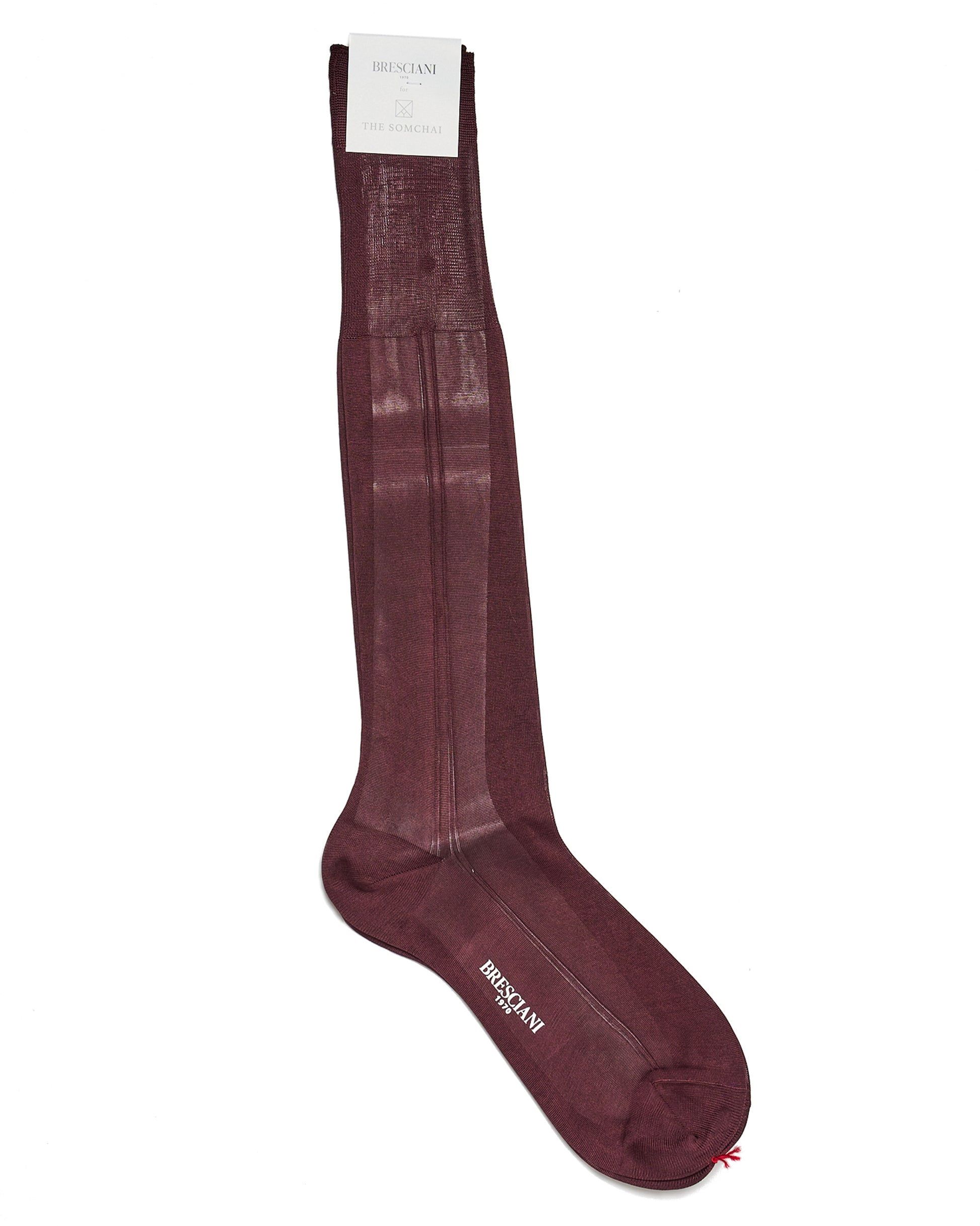 Knee length socks - Plain silk  - Bordeaux