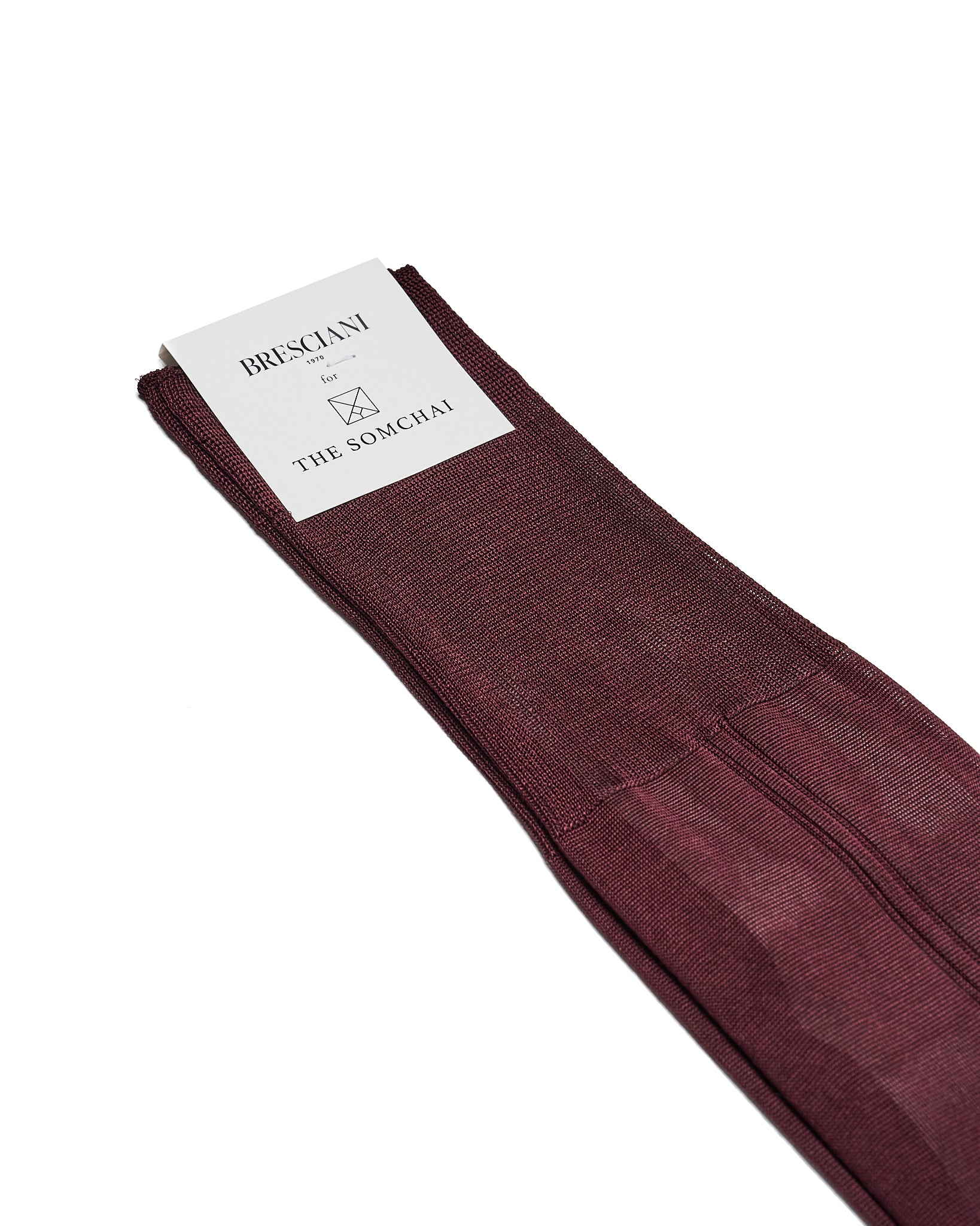 Knee length socks - Plain silk  - Bordeaux