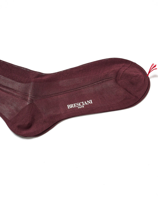 Knee length socks - Plain silk  - Bordeaux