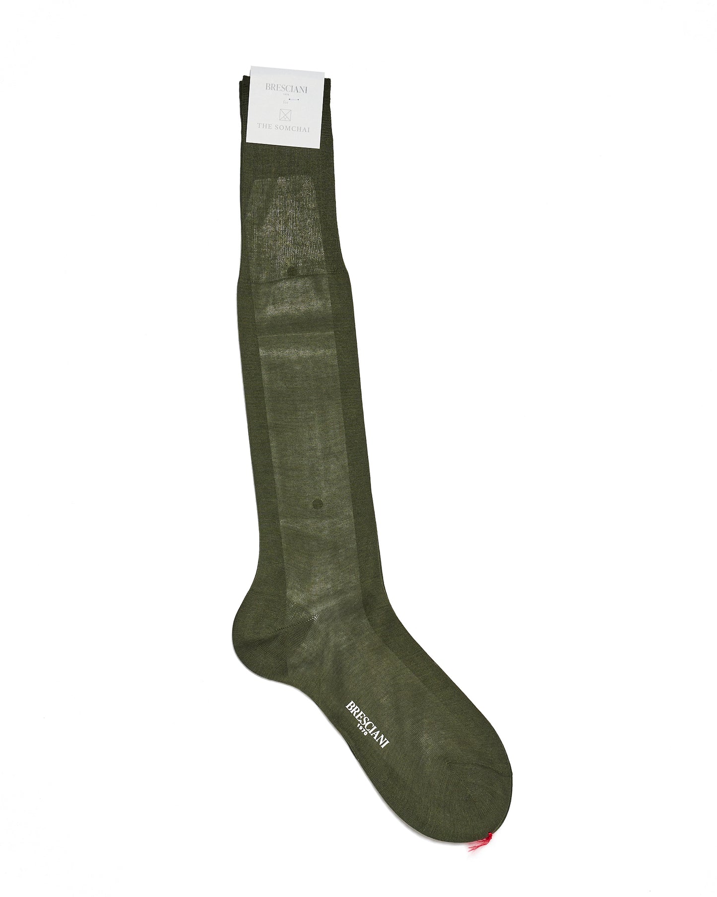 Knee length socks - Plain cotton  - Verde Militare