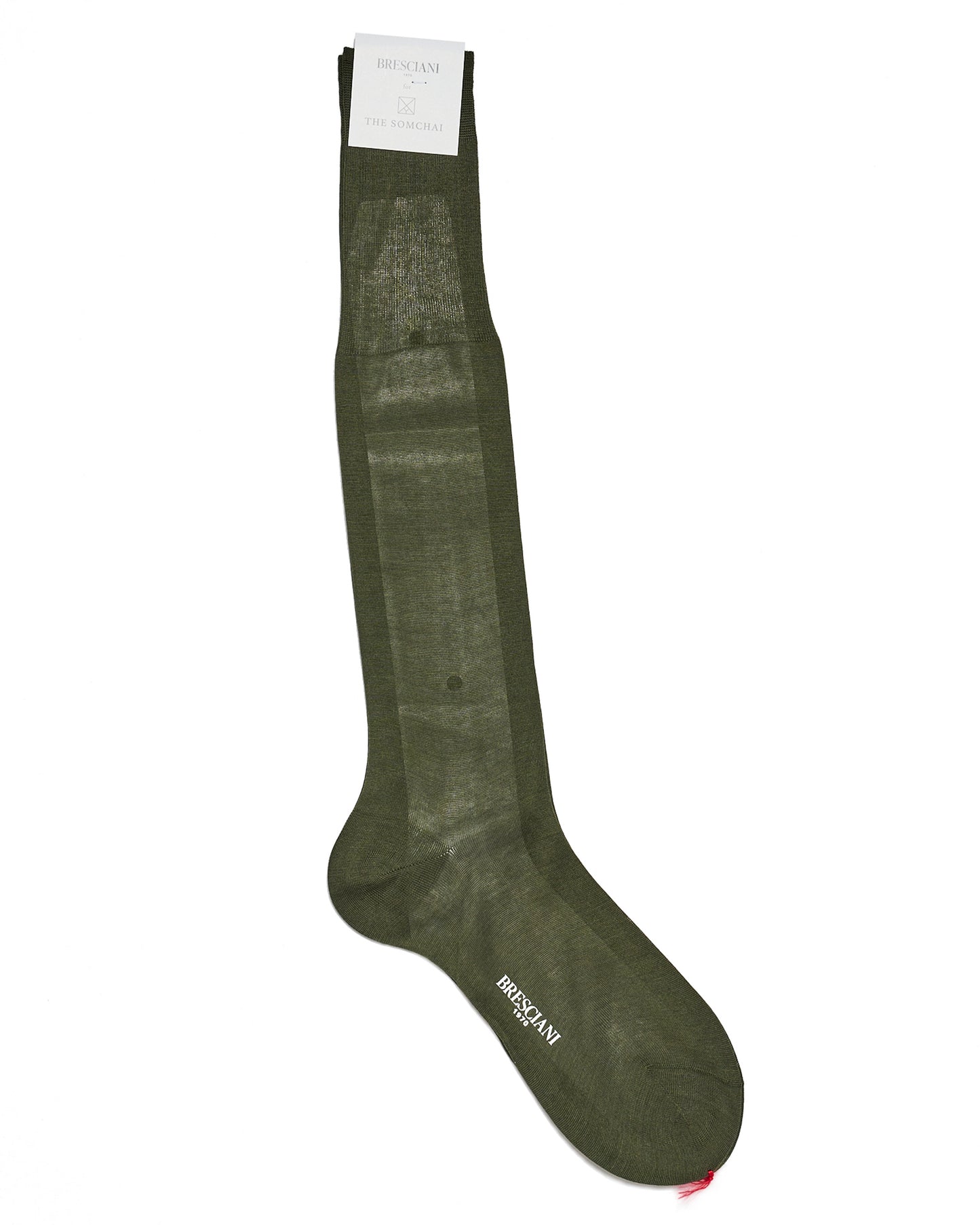 Knee length socks - Plain cotton  - Verde Militare