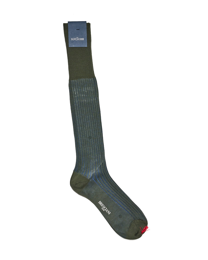 Knee length socks - Ribbed cotton - Green blue