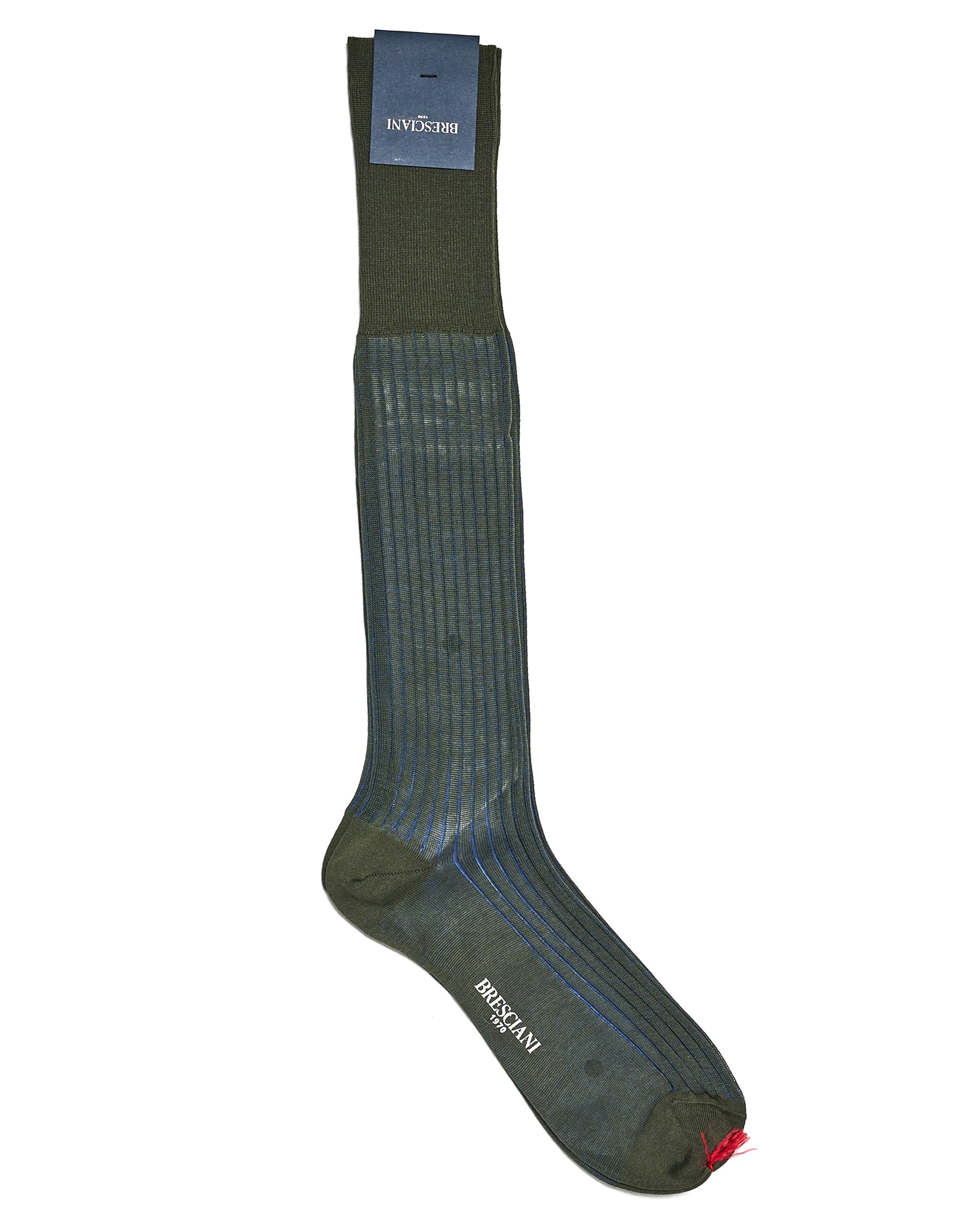 Knee length socks - Ribbed cotton - Green blue