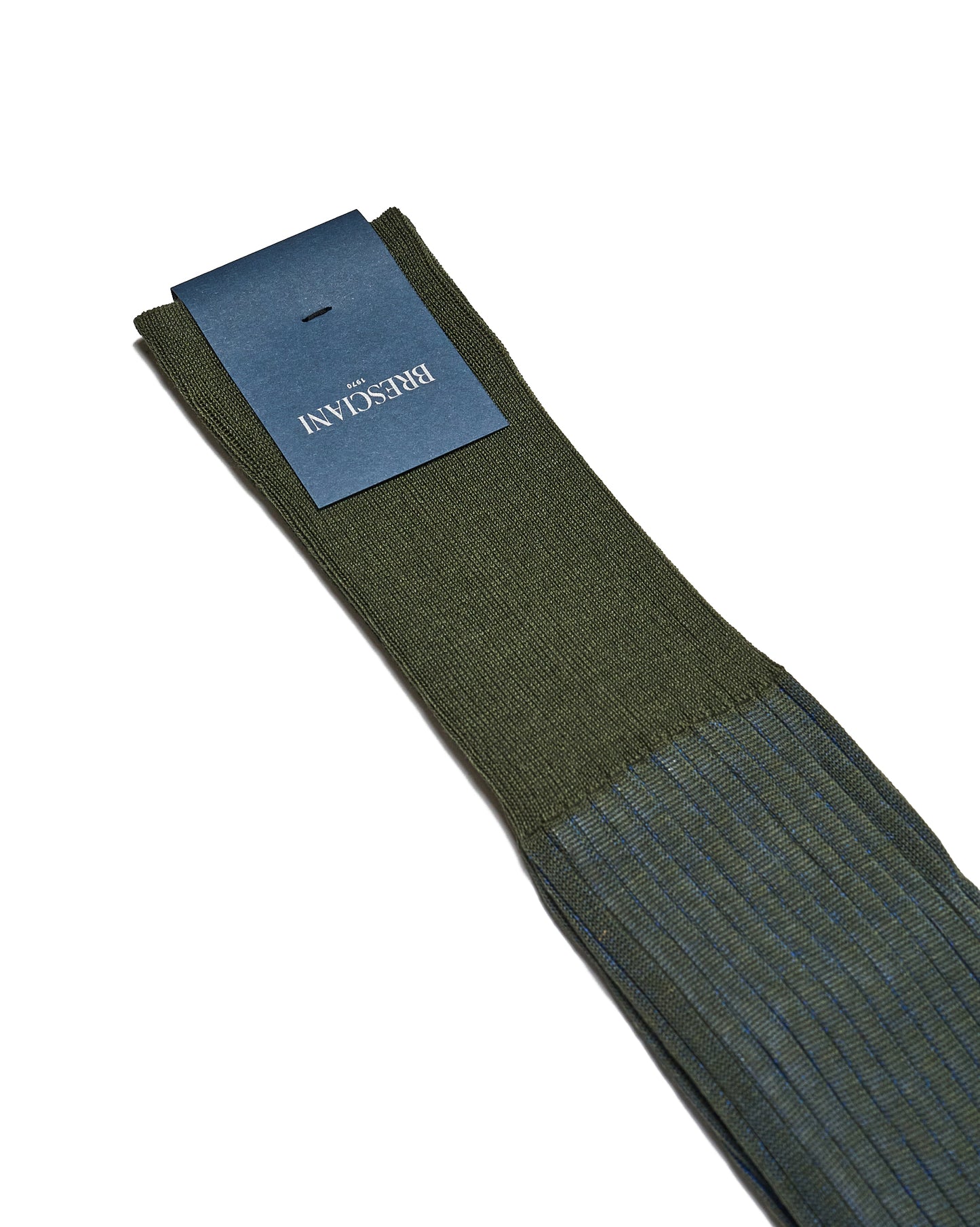 Knee length socks - Ribbed cotton - Green blue