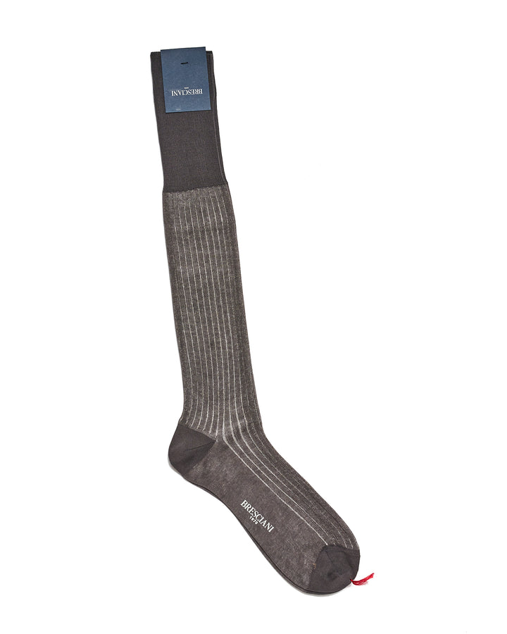 Knee length socks - Ribbed cotton - Antracite grey