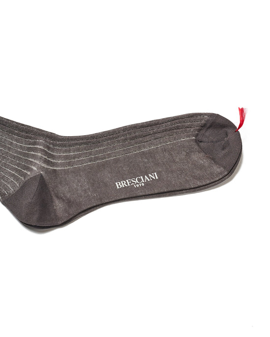 Knee length socks - Ribbed cotton - Antracite grey